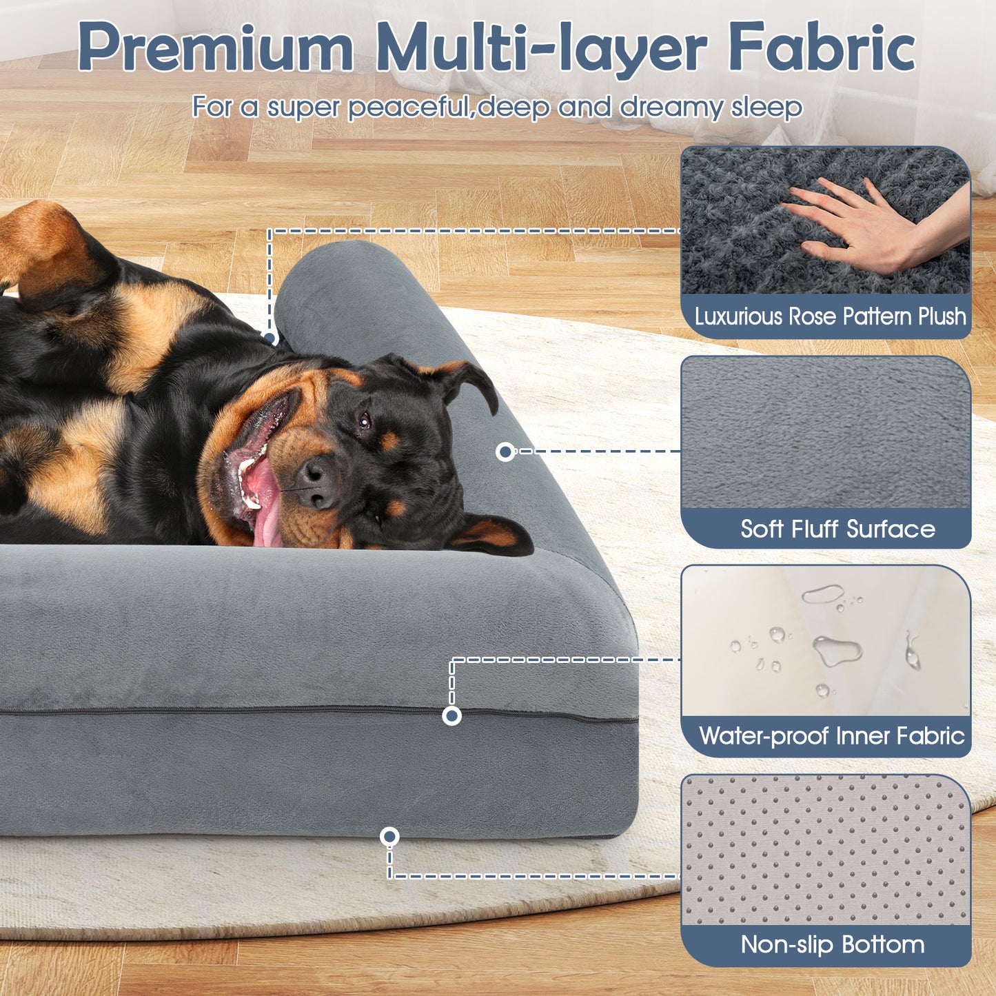 Orthopedic Foam Dog Bed Large Dog Sofa Couch with Removable Cover-XL, Gray Dog Kennels at Gallery Canada