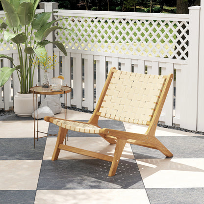Teak Wood Patio Chair, Armless, Webbing Seat, Natural Patio Dining Chairs at Gallery Canada