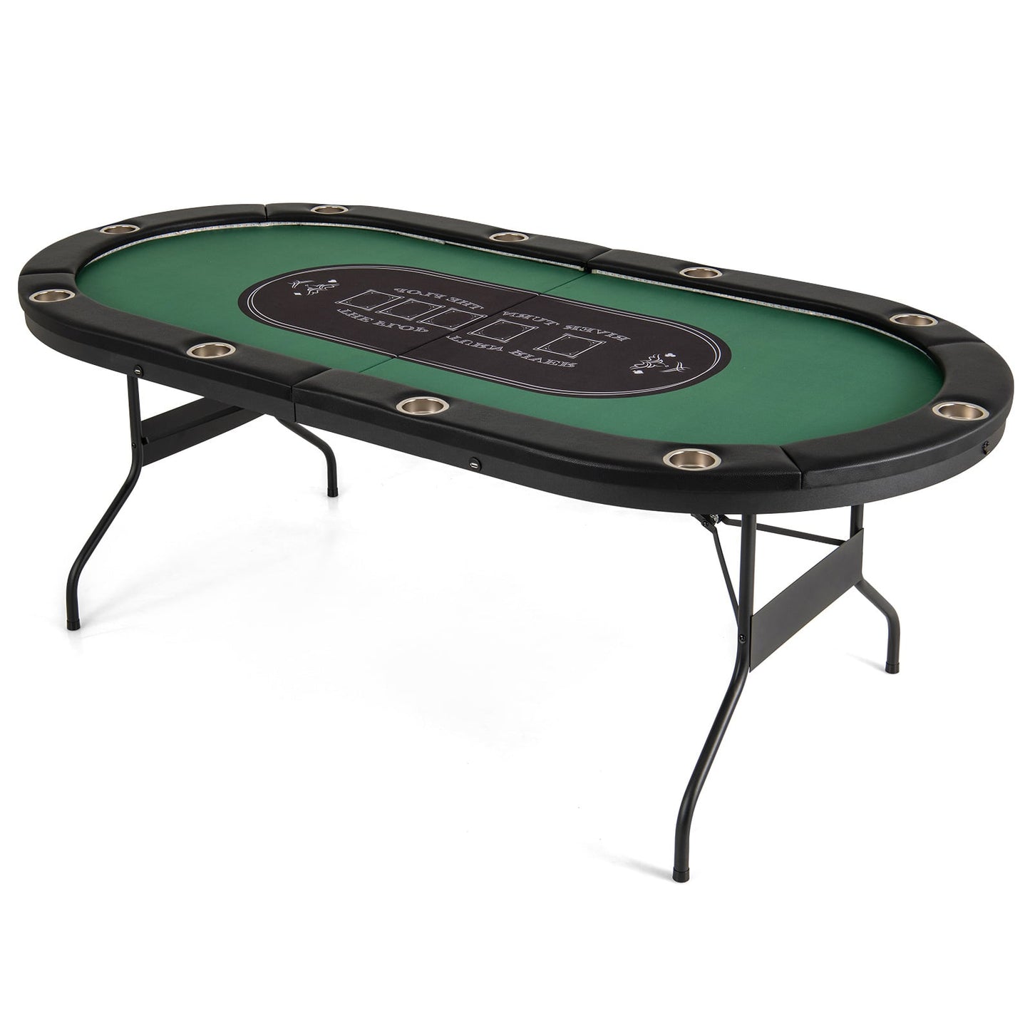 Table de poker pliable pour 10 joueurs, lumières LED, ports USB, vert