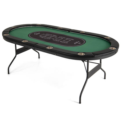 Foldable 10-Player Poker Table, LED Lights, USB Ports, Green Game Room Green at Gallery Canada