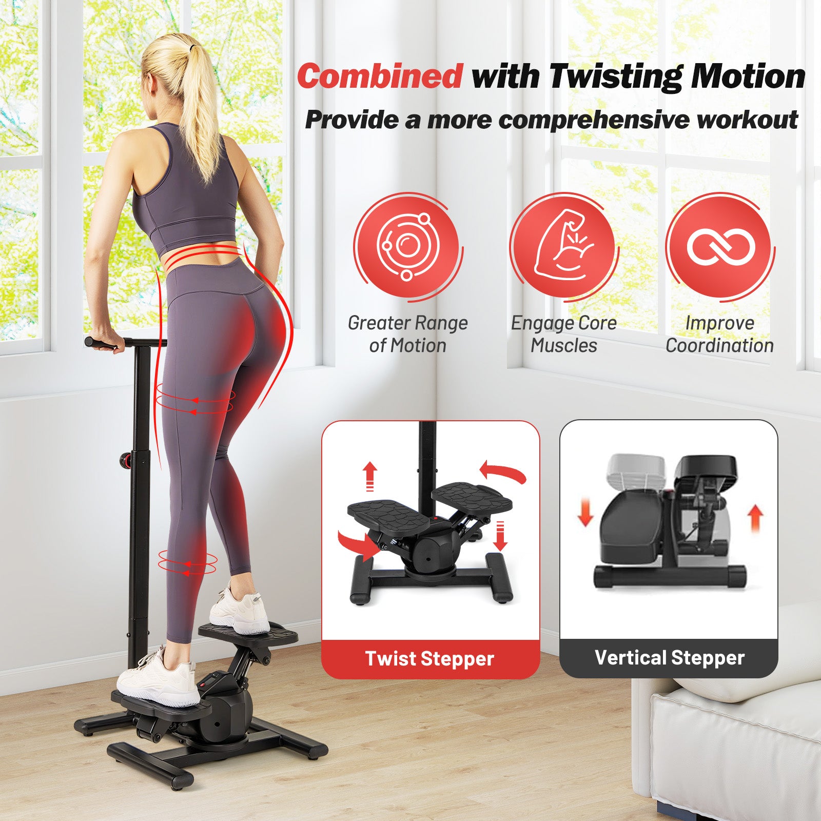 Steppers for Exercise Twist Stair Stepper Workout Equipmen, Black Sport Equipments at Gallery Canada