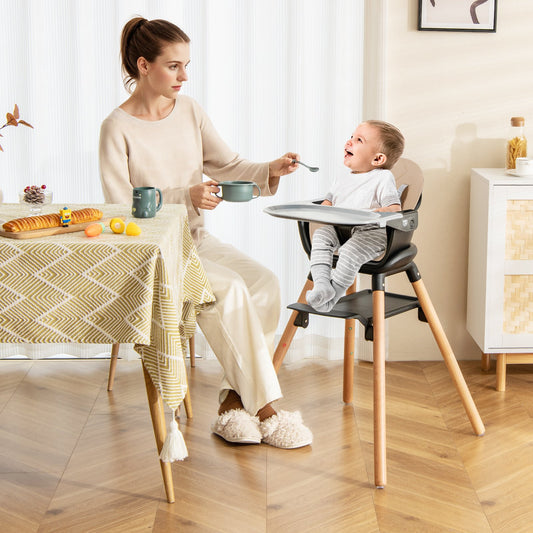 6 in 1 Convertible Highchair with Safety Harness and Removable Tray, Coffee High Chairs Coffee at Gallery Canada