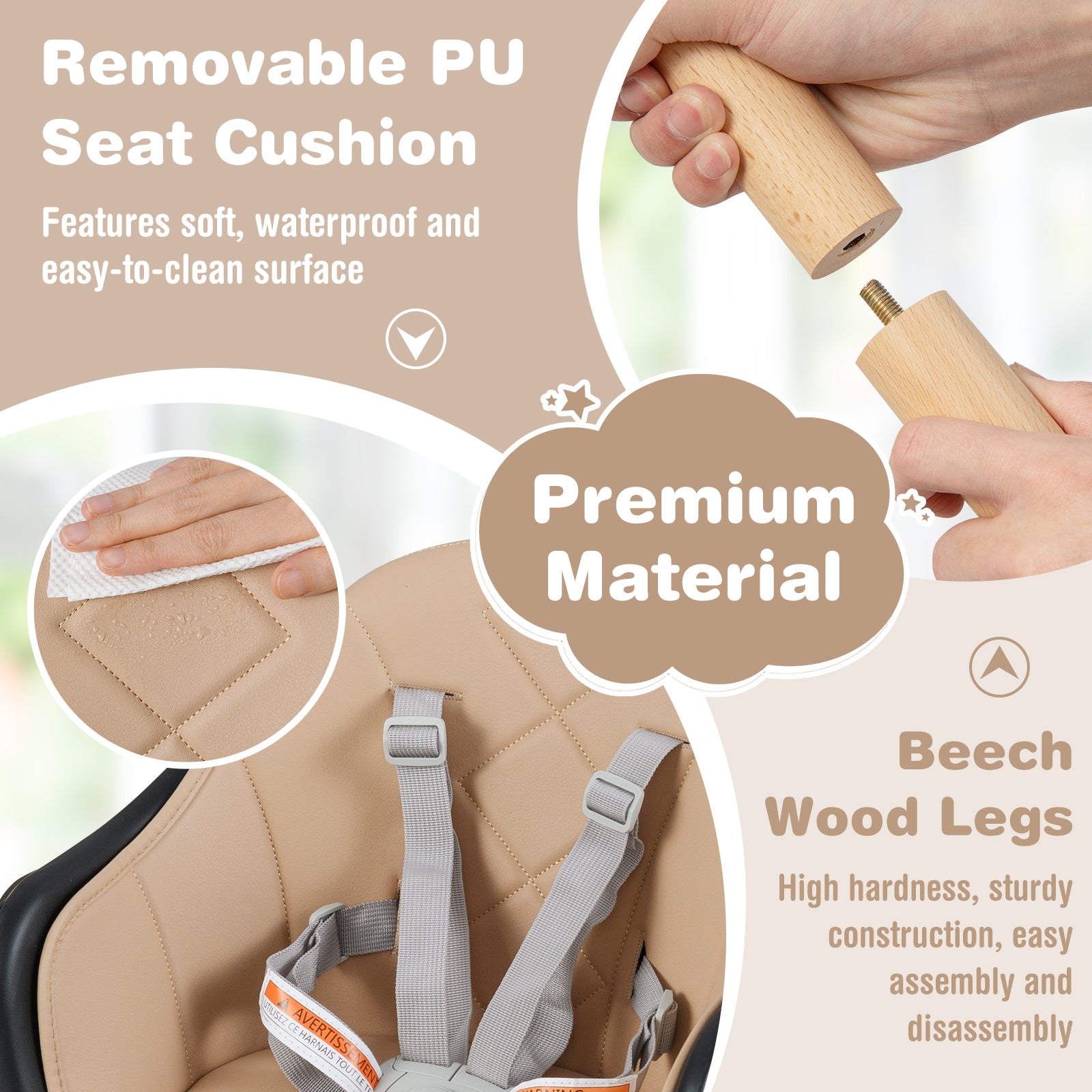 6 in 1 Convertible Highchair with Safety Harness and Removable Tray, Coffee High Chairs at Gallery Canada