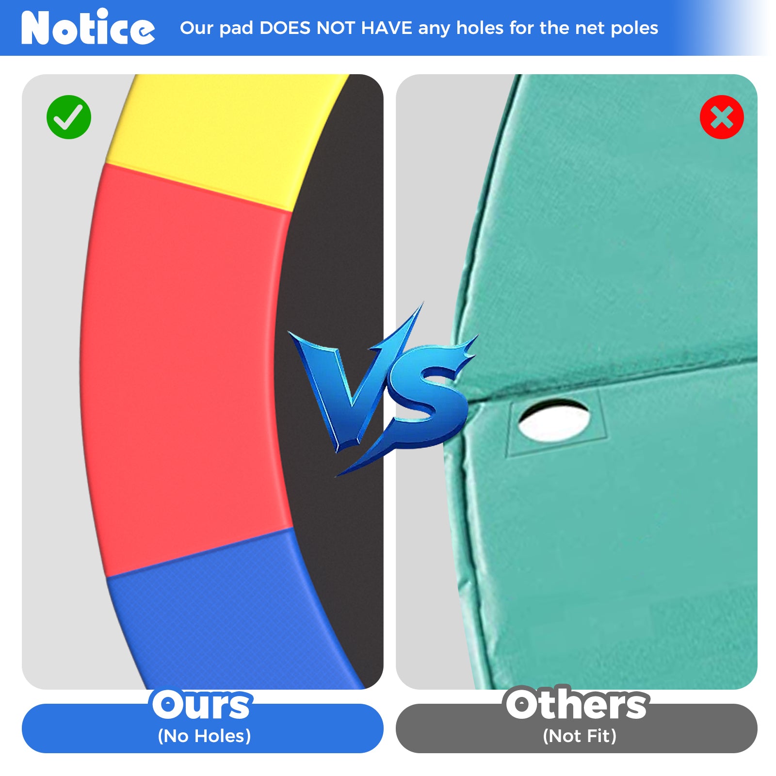 12 Feet Trampoline Pad Replacement Safety Pad with Fixing Straps (Multicolor), Multicolor Trampoline Accessories at Gallery Canada