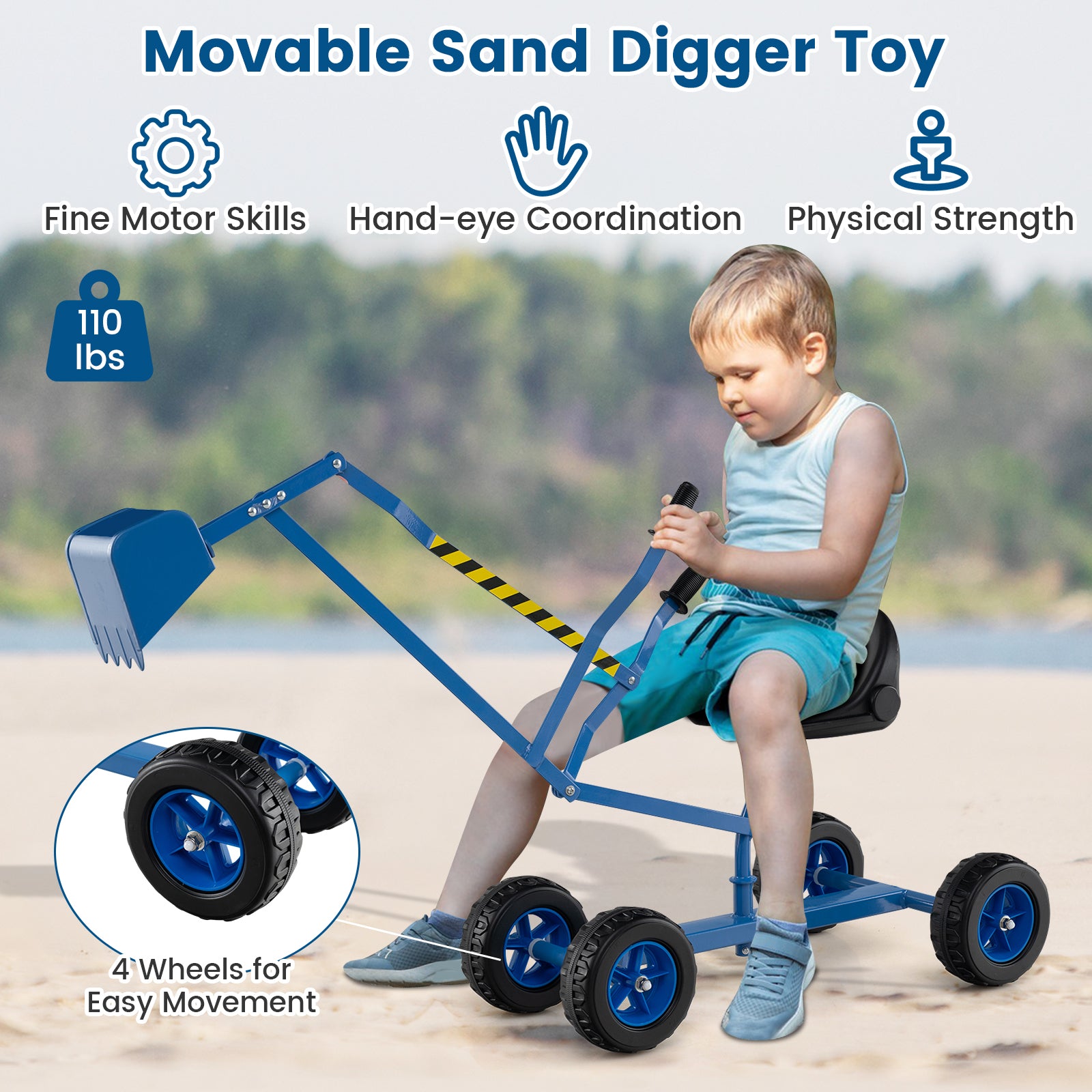 Sand Digger for Kids with 2-Handed Controls and Flexible Shovel, Blue Sandboxes at Gallery Canada