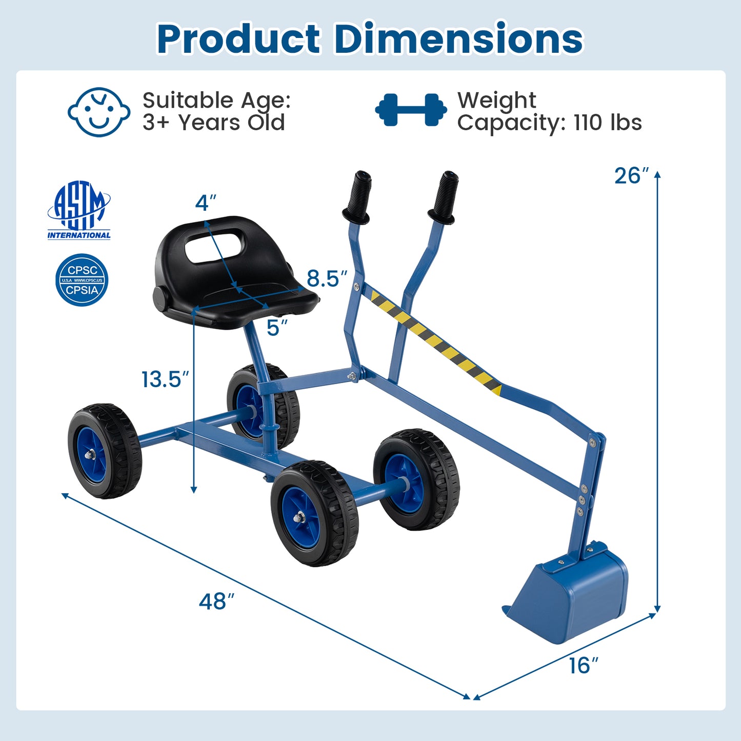 Sand Digger for Kids with 2-Handed Controls and Flexible Shovel, Blue Sandboxes at Gallery Canada