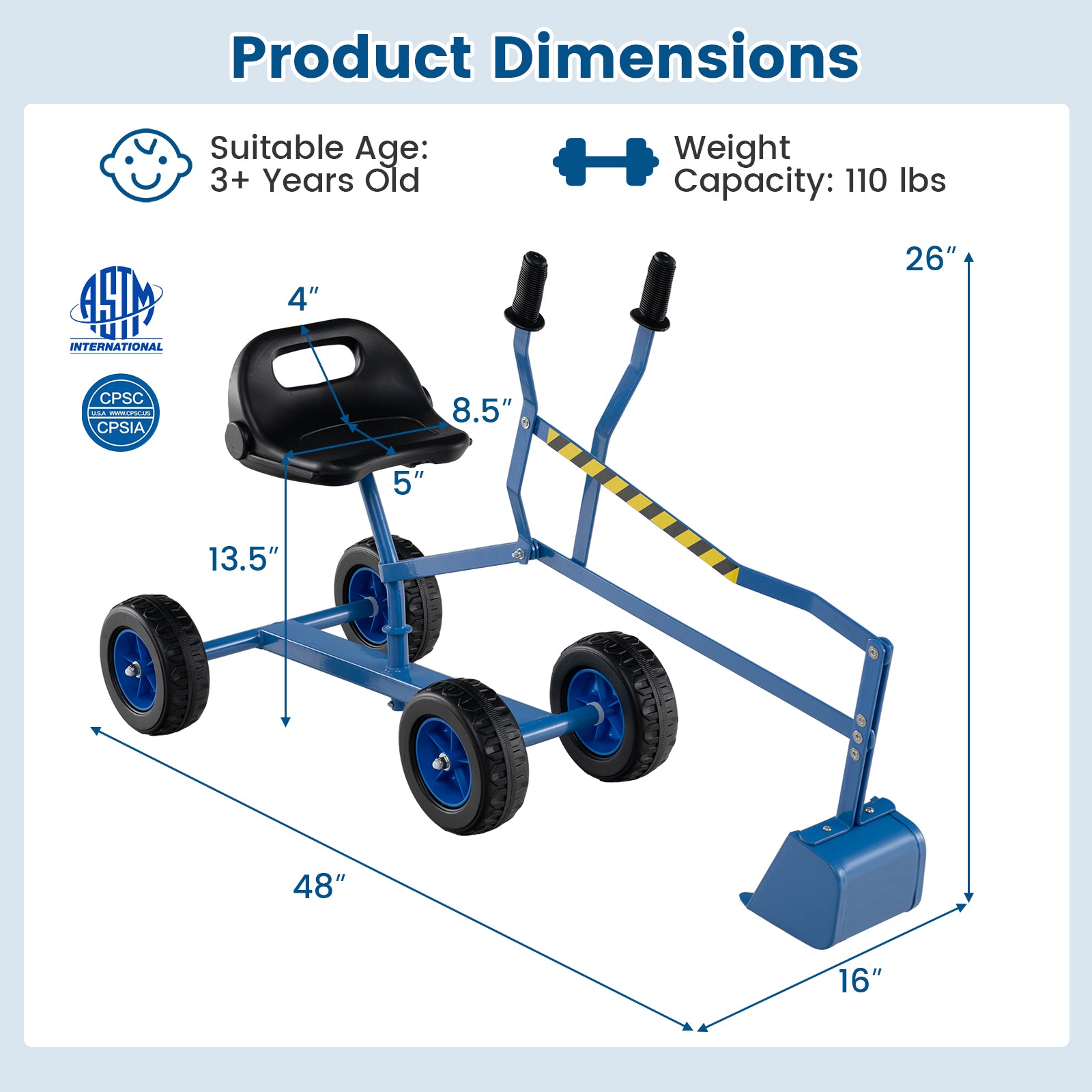 Sand Digger for Kids with 2-Handed Controls and Flexible Shovel, Blue Sandboxes at Gallery Canada
