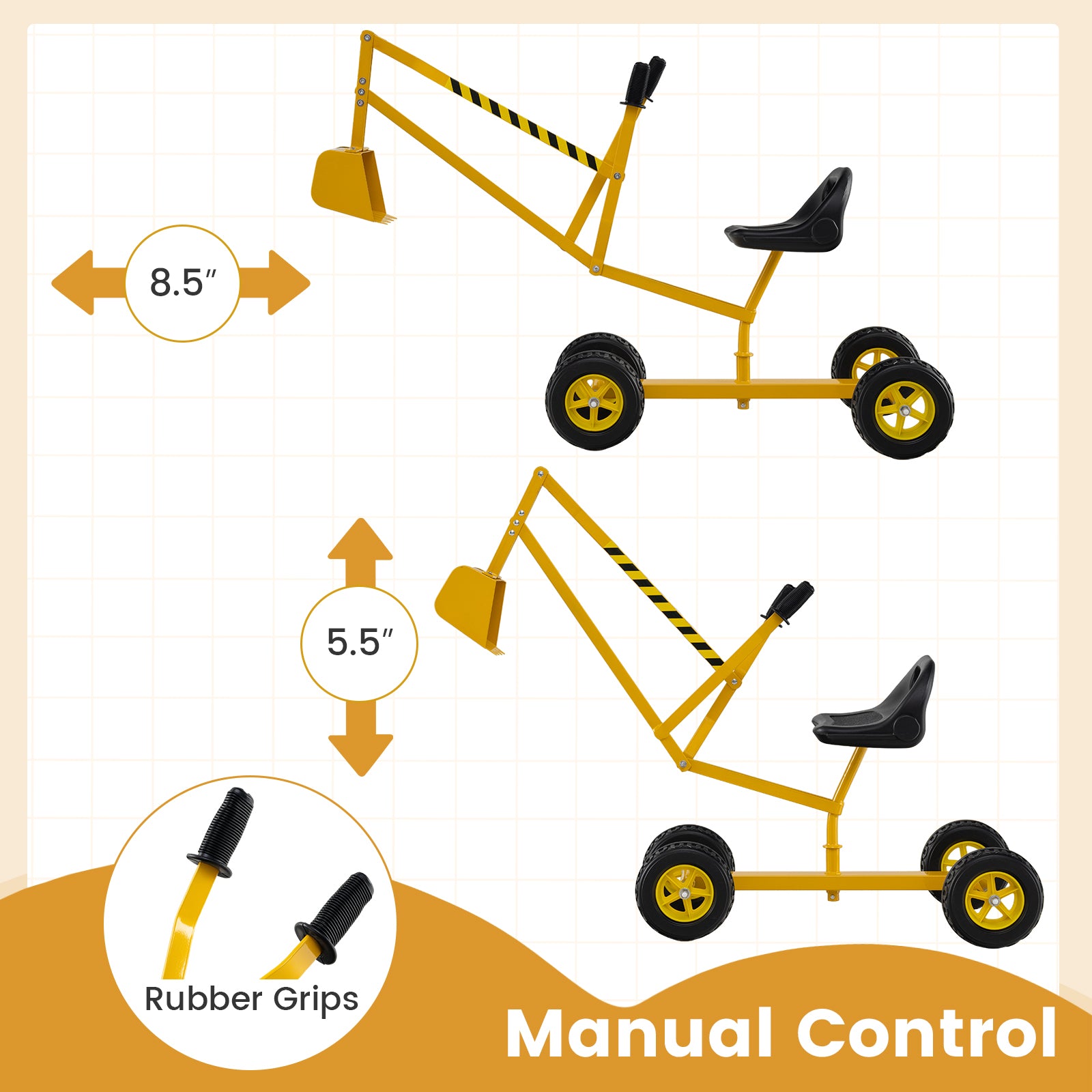 Kids Sand Digger, 2-Handed Controls, Flexible Shovel, Yellow Sandboxes at Gallery Canada