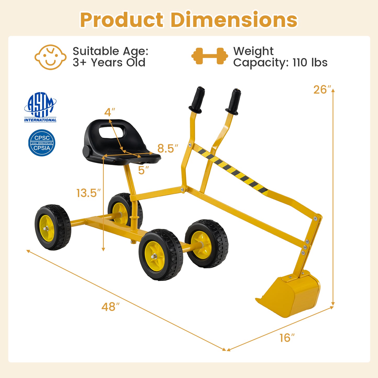Kids Sand Digger, 2-Handed Controls, Flexible Shovel, Yellow Sandboxes at Gallery Canada