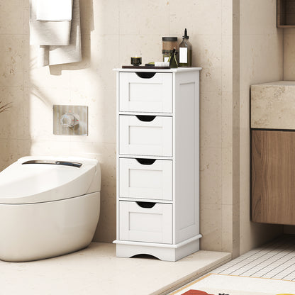 Bathroom Storage Cabinet with Cutout Handles and 4 Drawers, White Floor Cabinets at Gallery Canada