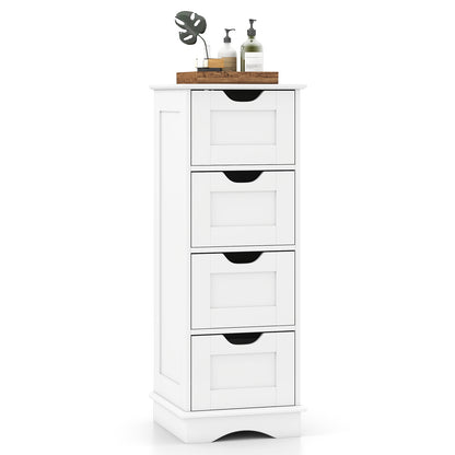Bathroom Storage Cabinet with Cutout Handles and 4 Drawers, White Floor Cabinets at Gallery Canada