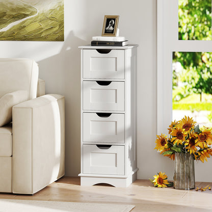 Bathroom Storage Cabinet with Cutout Handles and 4 Drawers, White Floor Cabinets at Gallery Canada