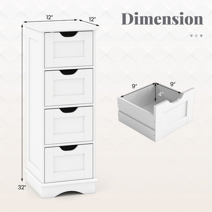 Bathroom Storage Cabinet with Cutout Handles and 4 Drawers, White Floor Cabinets at Gallery Canada