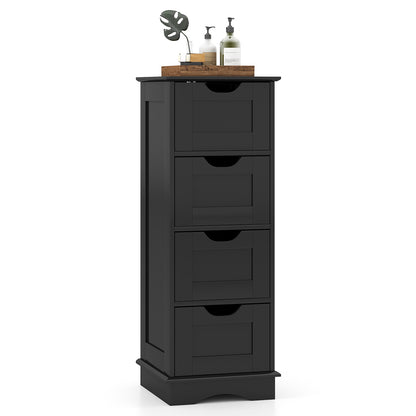 Bathroom Storage Cabinet with Cutout Handles and 4 Drawers, Black Floor Cabinets at Gallery Canada