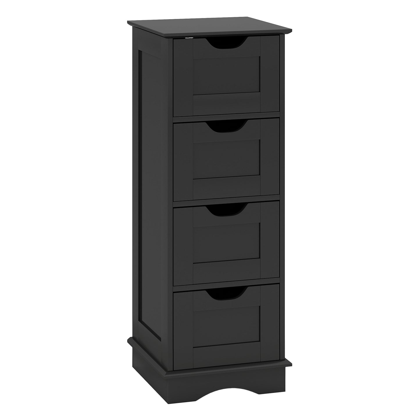 Bathroom Storage Cabinet with Cutout Handles and 4 Drawers, Black Floor Cabinets Black at Gallery Canada