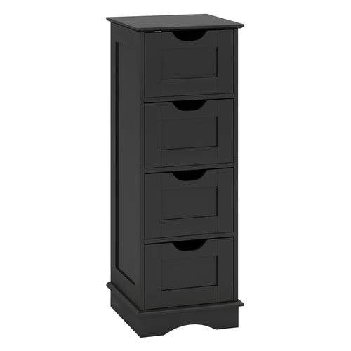 Bathroom Storage Cabinet with Cutout Handles and 4 Drawers, Black