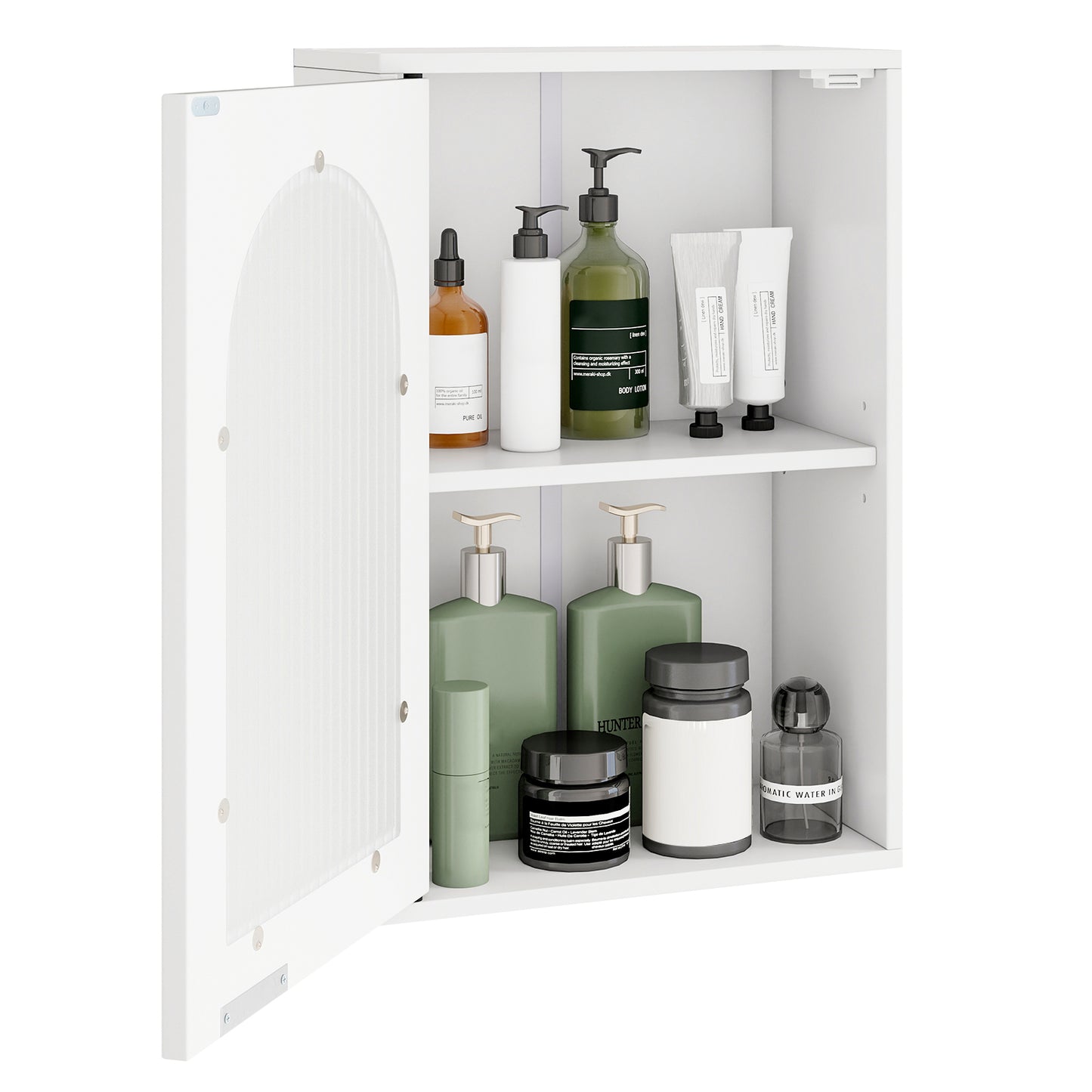 Bathroom Wall Cabinet with Tempered Glass Door and Adjustable Shelf, White Wall Cabinets at Gallery Canada