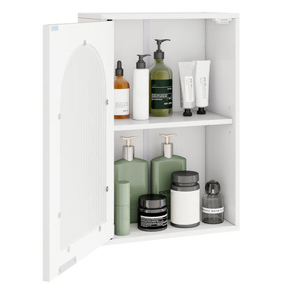 Bathroom Wall Cabinet with Tempered Glass Door and Adjustable Shelf, White Wall Cabinets at Gallery Canada