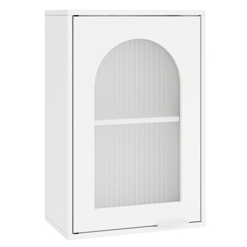 Bathroom Wall Cabinet with Tempered Glass Door and Adjustable Shelf, White
