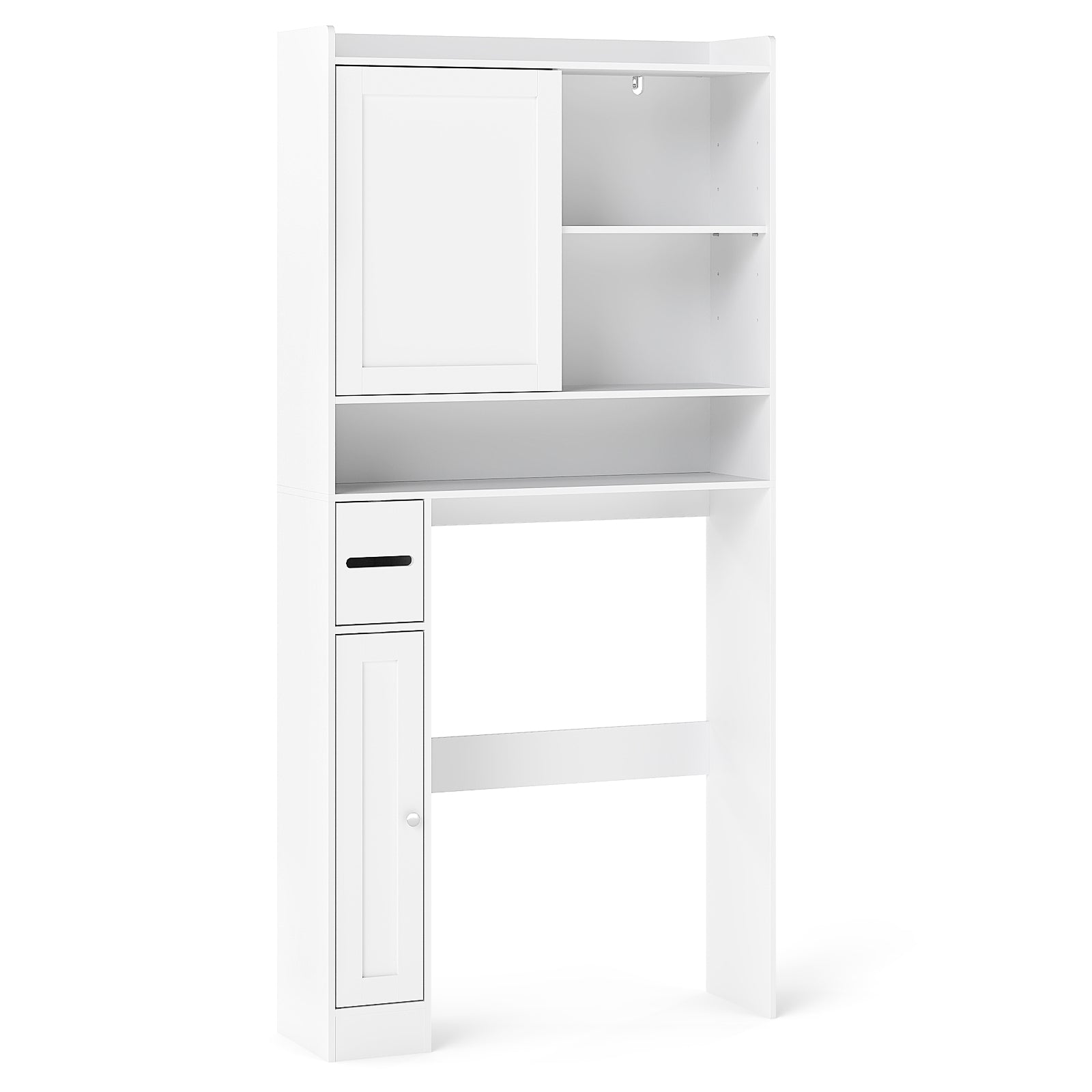 Over-the-Toilet Storage Cabinet Standing Toilet Rack with Sliding Door, White Bathroom Etagere at Gallery Canada