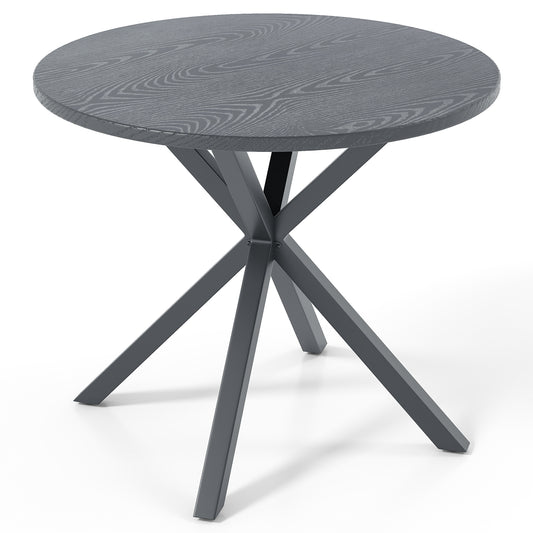 33.5 Inch Round Patio Bistro Table, Wood-Like Top, X-Shaped Legs, Gray Patio Dining Tables Gray at Gallery Canada