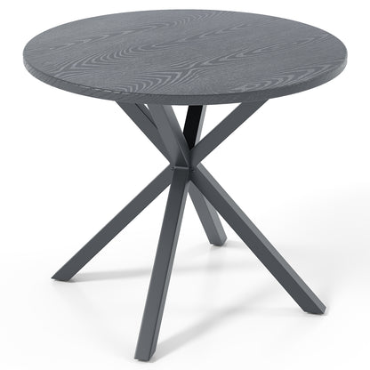 33.5 Inch Round Patio Bistro Table with Wood-Like Top and X-Shaped Legs, Gray Patio Dining Tables Gray at Gallery Canada
