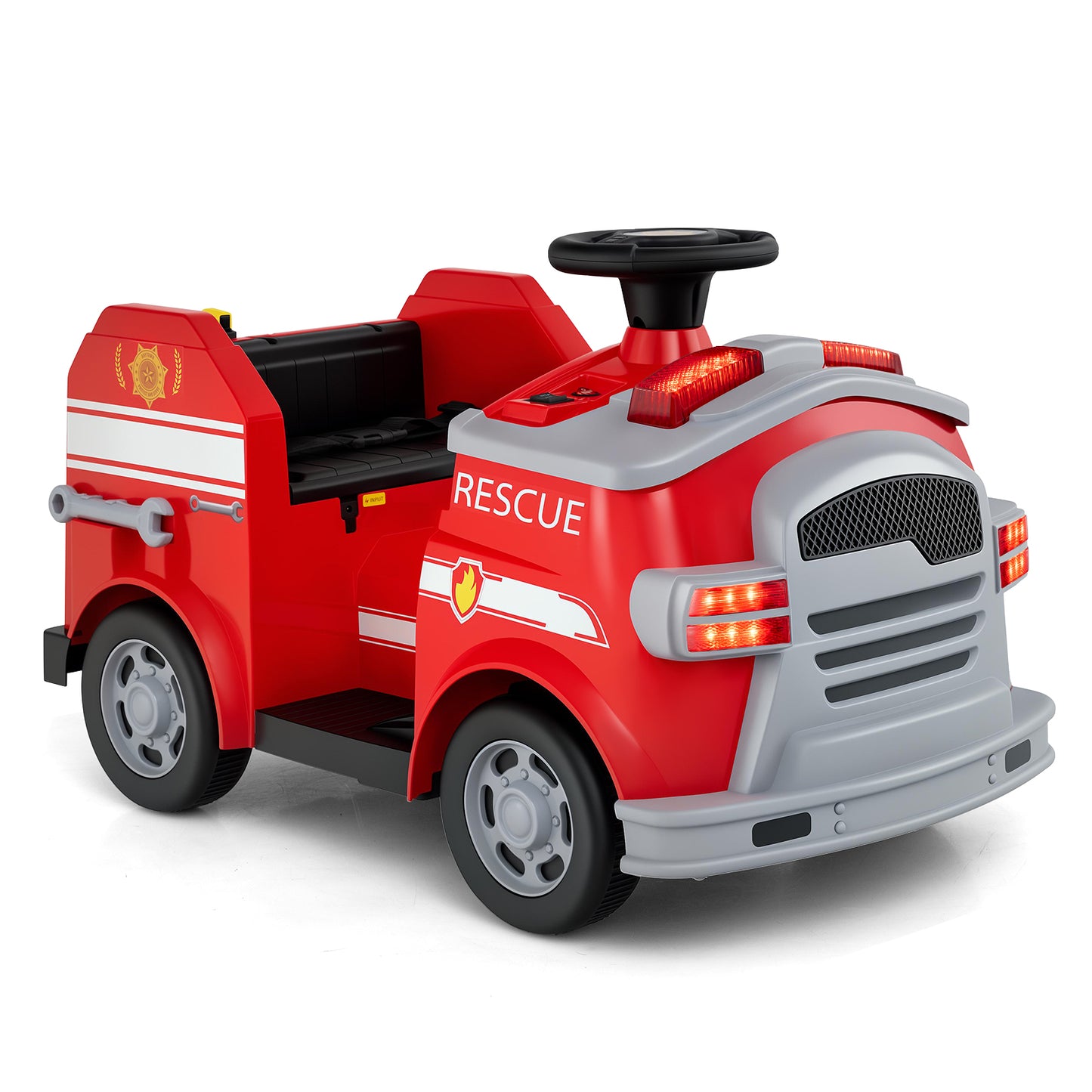 Toddler Fire Toy Car with Shovel and Wrench for Ages 37-95 Months, Red Powered Ride On Toys at Gallery Canada