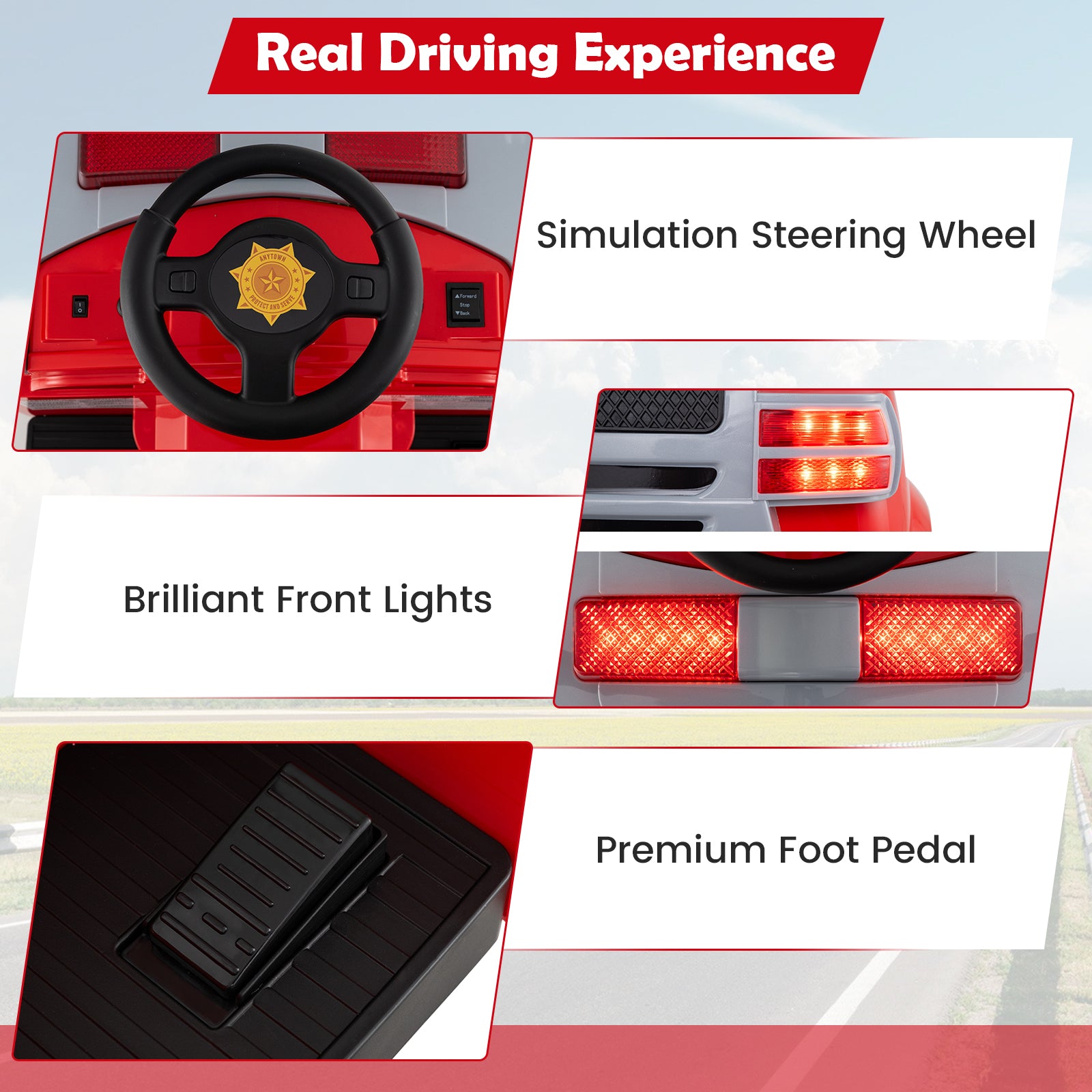 Toddler Fire Toy Car with Shovel and Wrench for Ages 37-95 Months, Red Powered Ride On Toys at Gallery Canada