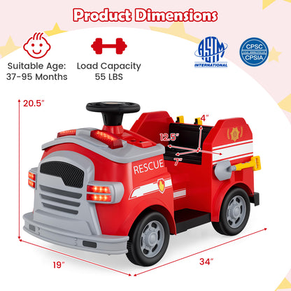 Toddler Fire Toy Car with Shovel and Wrench for Ages 37-95 Months, Red Powered Ride On Toys at Gallery Canada