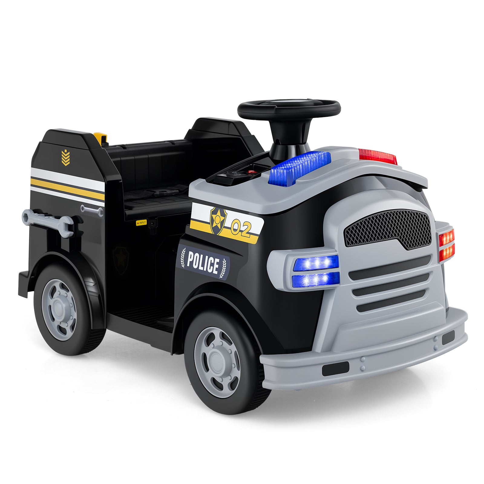 Toddler Fire Toy Car with Shovel and Wrench for Ages 37-95 Months, Black Powered Ride On Toys at Gallery Canada