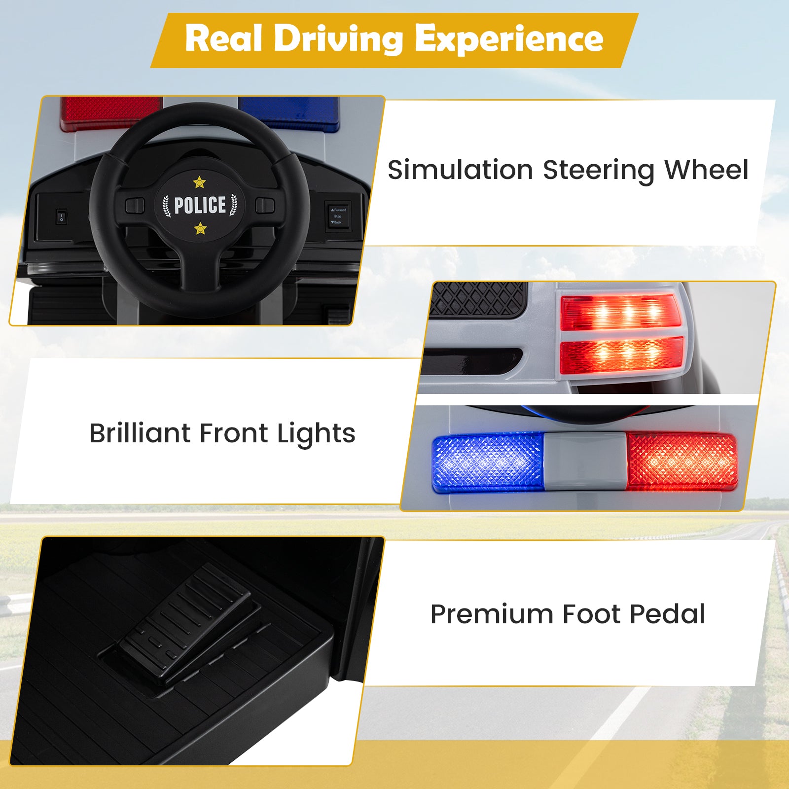 Toddler Fire Toy Car with Shovel and Wrench for Ages 37-95 Months, Black Powered Ride On Toys at Gallery Canada