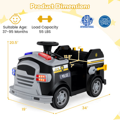 Toddler Fire Toy Car with Shovel and Wrench for Ages 37-95 Months, Black Powered Ride On Toys at Gallery Canada