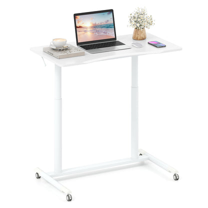 Height Adjustable Computer Desk, Rolling Table, White Laptop Tables & Printer Stands White at Gallery Canada