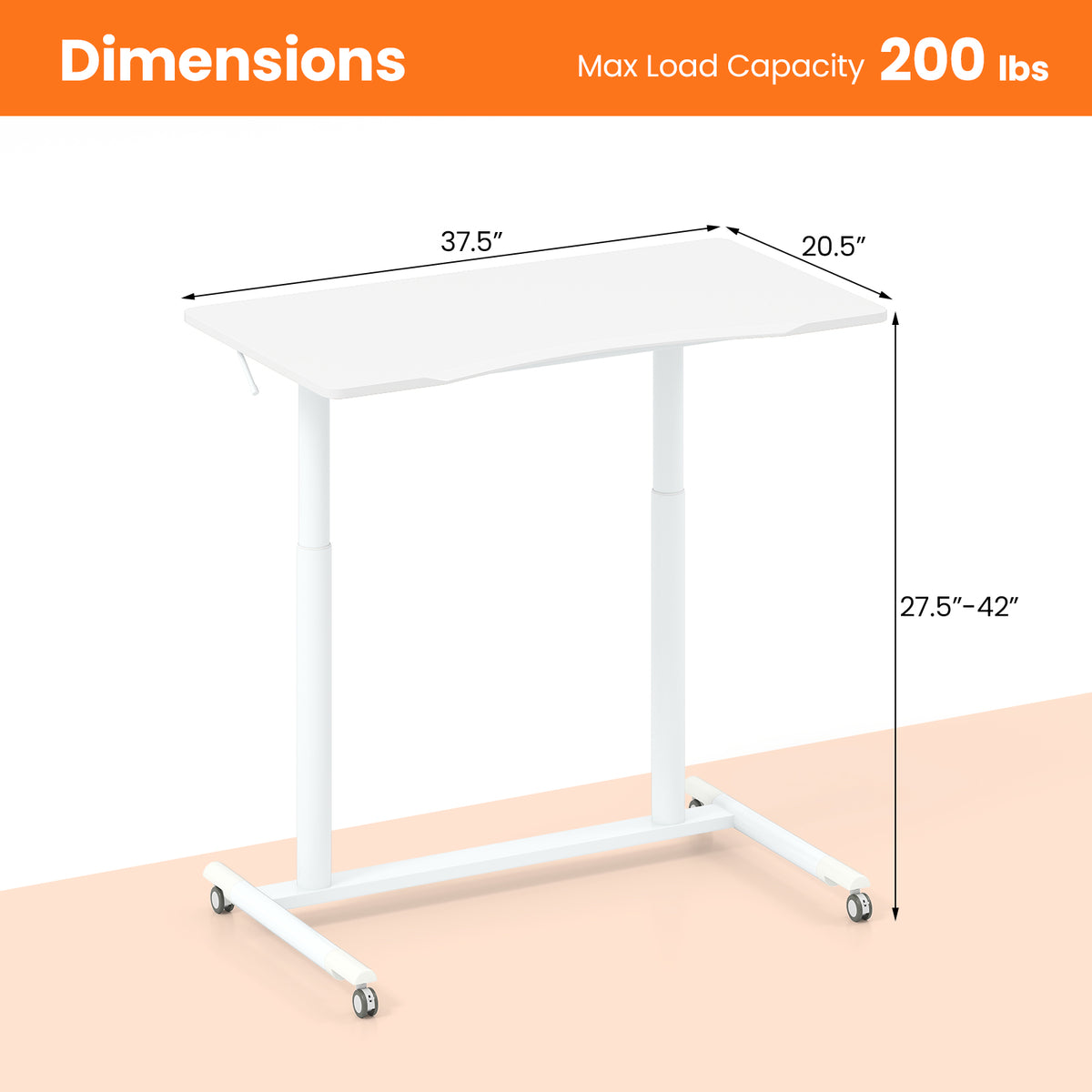Height Adjustable Computer Desk, Rolling Table, White Laptop Tables & Printer Stands at Gallery Canada