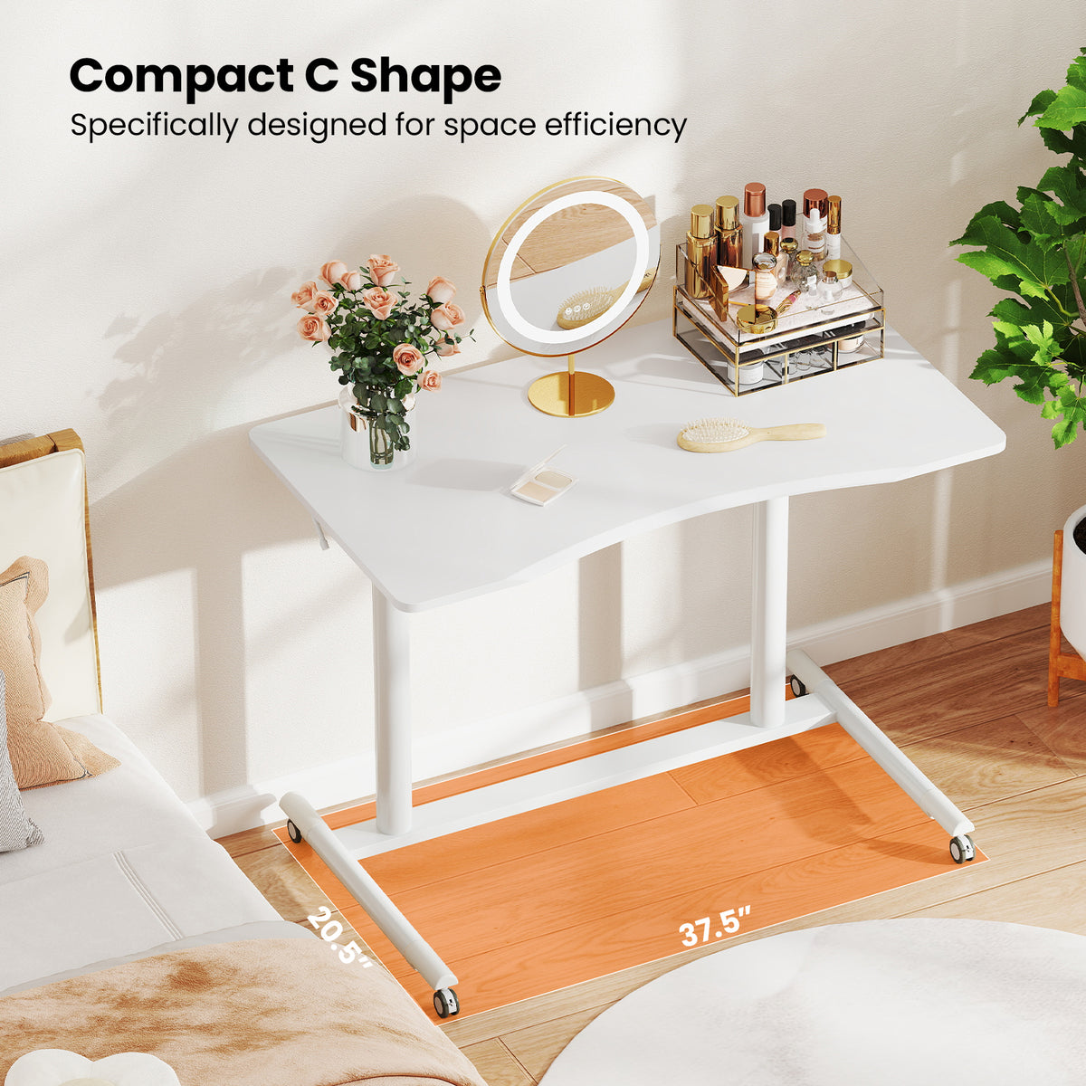 Height Adjustable Computer Desk, Rolling Table, White Laptop Tables & Printer Stands at Gallery Canada