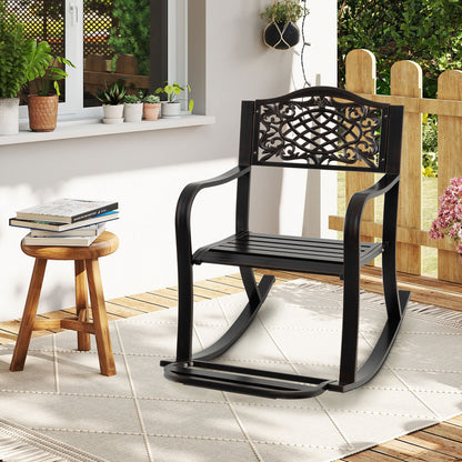 Patio Rocking Chair with Footrest and Curved Armrests, Brown Patio Rocking Chairs & Gliders at Gallery Canada