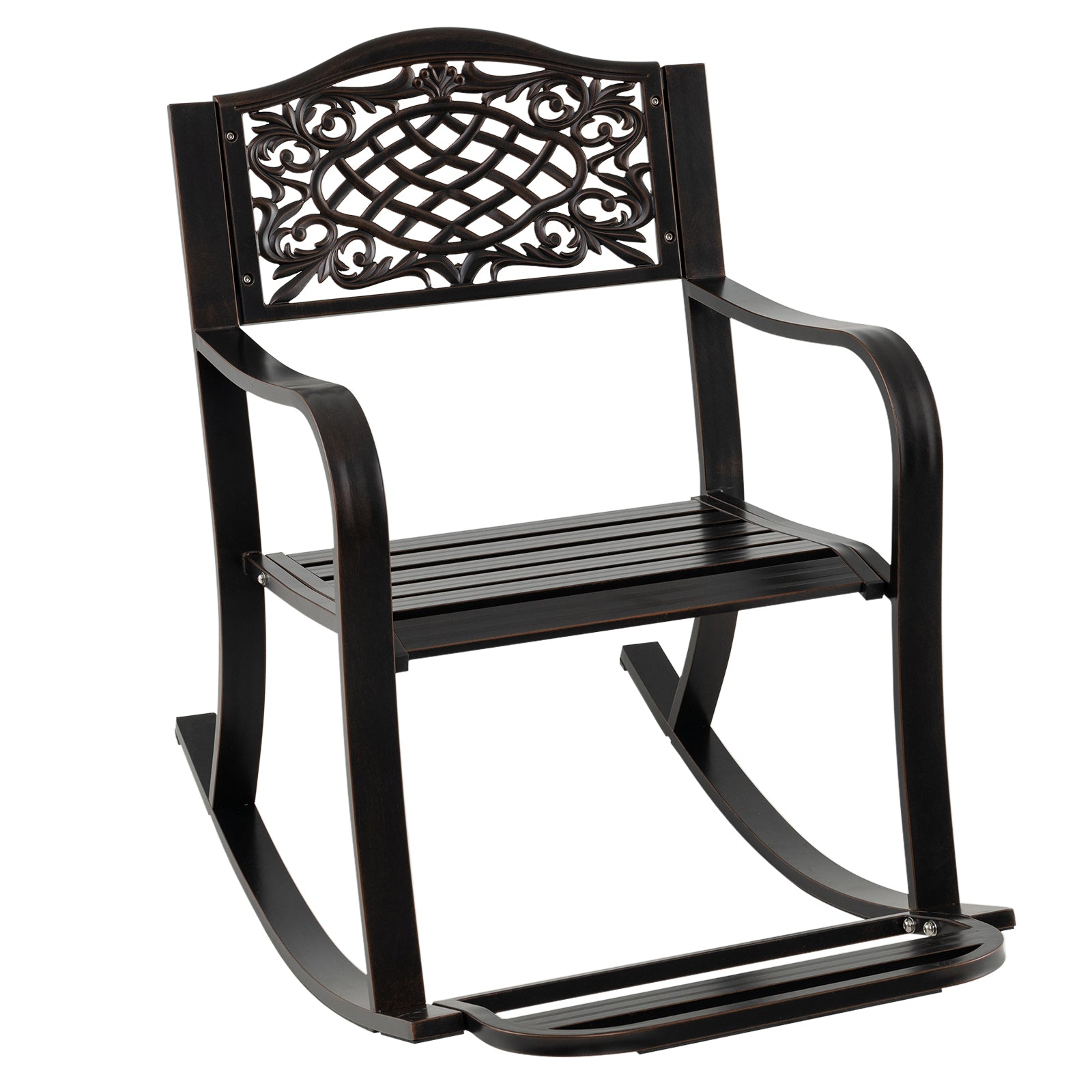 Patio Rocking Chair With Footrest, Curved Armrests, Brown Patio Rocking Chairs & Gliders Brown at Gallery Canada