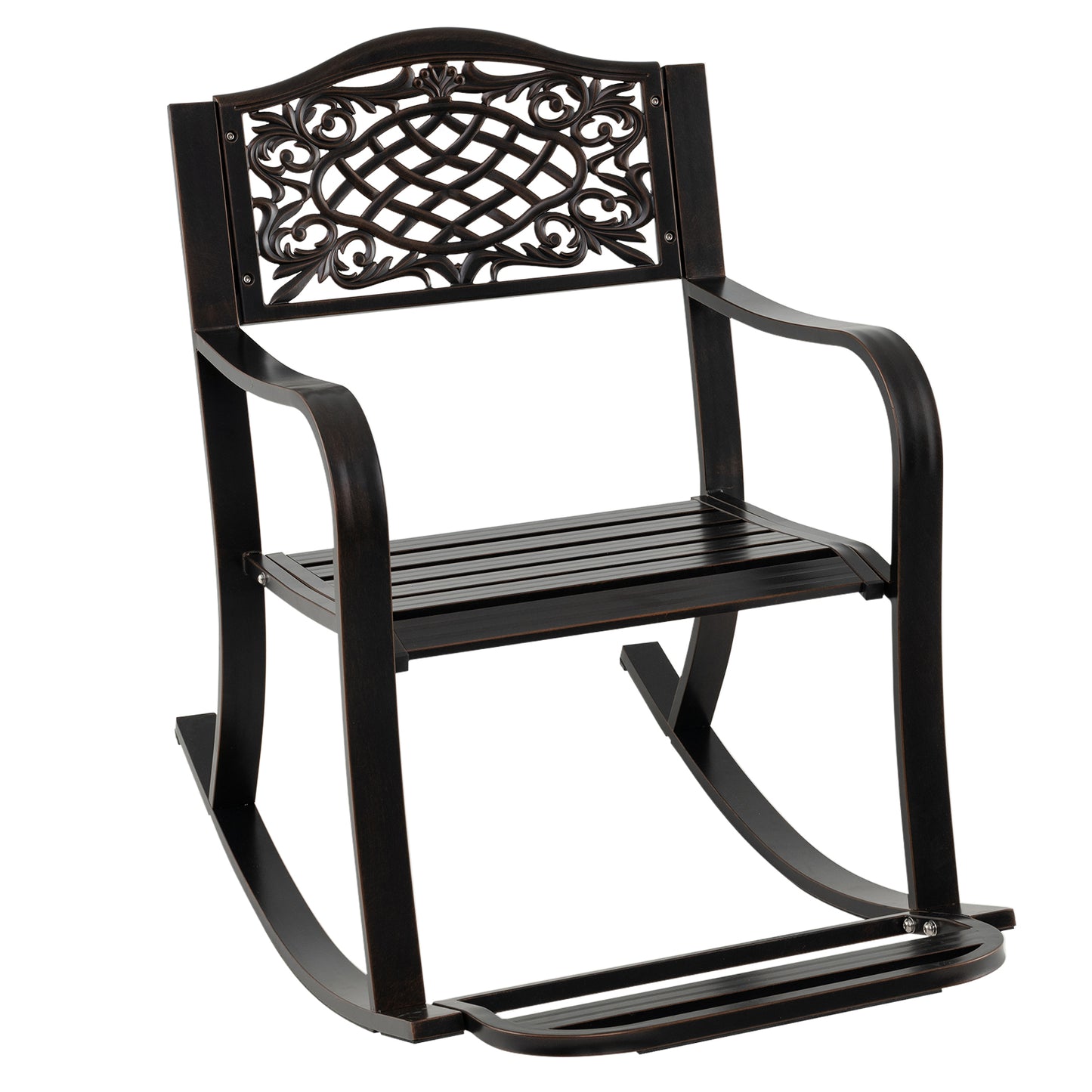 Patio Rocking Chair With Footrest, Curved Armrests, Brown Patio Rocking Chairs & Gliders Brown at Gallery Canada