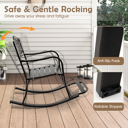 Patio Rocking Chair with Footrest and Curved Armrests, Brown Patio Rocking Chairs & Gliders at Gallery Canada