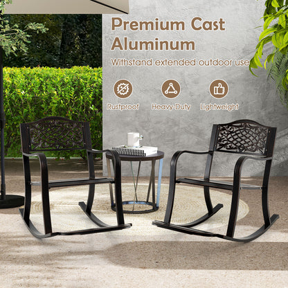 Patio Rocking Chair with Footrest and Curved Armrests, Brown Patio Rocking Chairs & Gliders at Gallery Canada