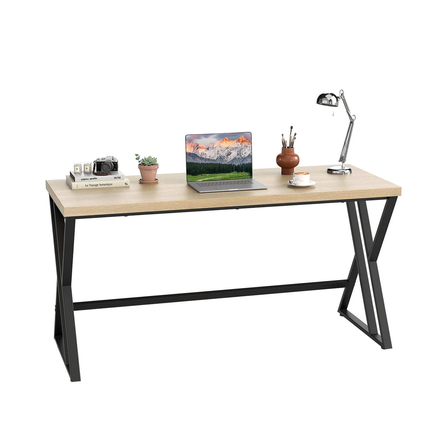 59 Inch Computer Desk, Heavy Duty Metal Frame, Gray Computer Desks at Gallery Canada