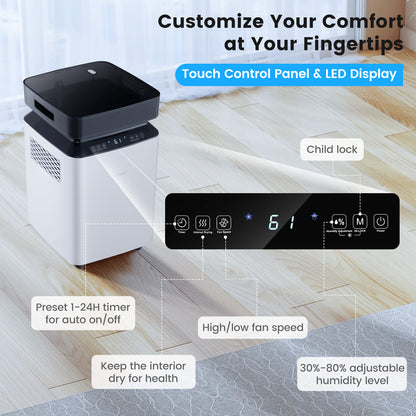 70/90 Pint 4500/6000 Sq. Ft Dehumidifier with Continuous and Auto Mode-90 Pints, White Dehumidifiers at Gallery Canada