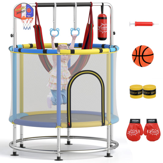 55" Kids Trampoline For 3-6 Years Old, Navy Trampolines Navy at Gallery Canada