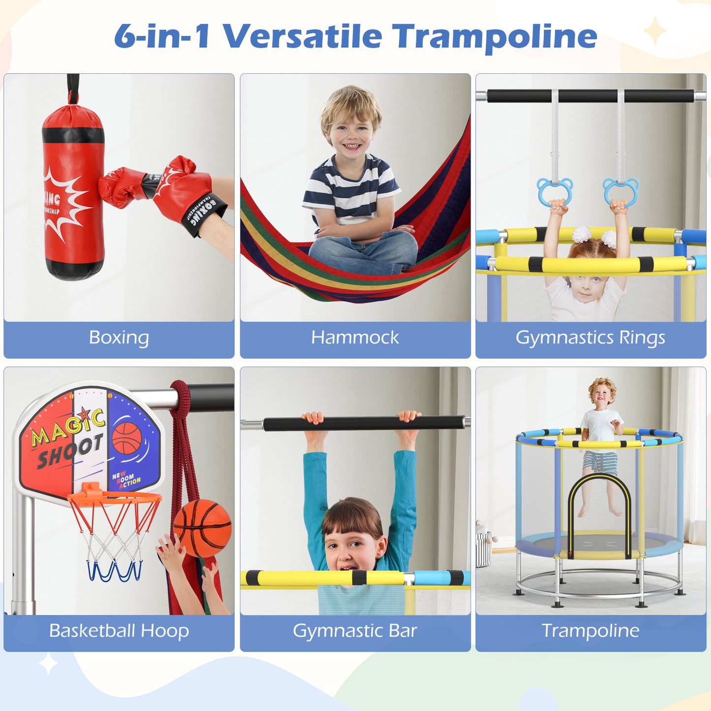 55" Kids Trampoline Gift for for 3-6 Years Old Boys and Girls, Navy Trampolines at Gallery Canada