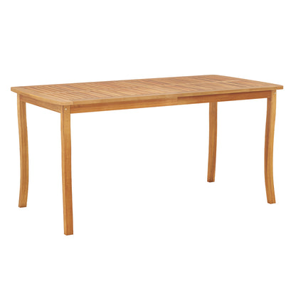 63 inch Outdoor Dining Table with Umbrella Hole Farmhouse Bistro Dinette Furniture, Natural Patio Dining Tables at Gallery Canada