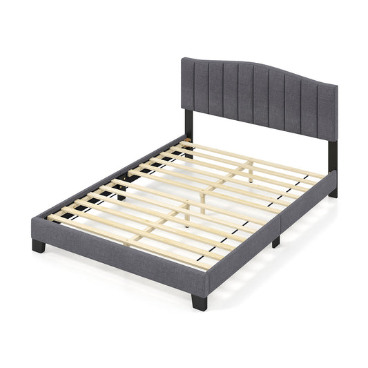 Modern Upholstered Bed Frame, Adjustable Tufted Headboard, Queen Size, Gray Simple Bed Frame Gray at Gallery Canada