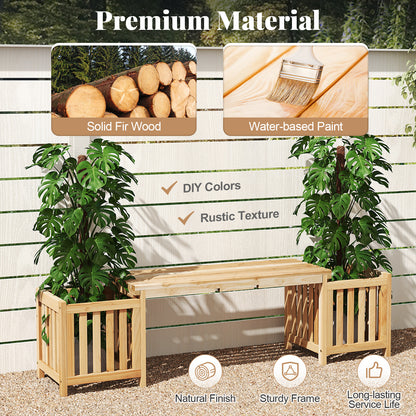 Patio Wooden Bench with Planter 2 Person Patio Bench, Natural Outdoor Benches at Gallery Canada
