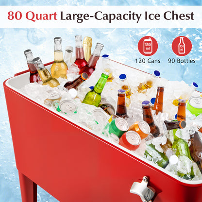 Portable Patio Cooler with Bottom Storage Shelf and Bottle Opener, Red Coolers at Gallery Canada