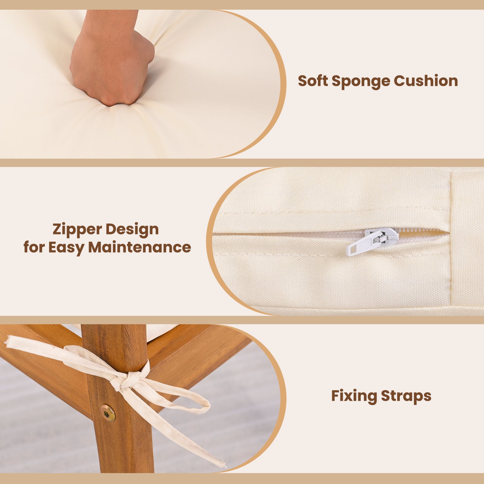 Outdoor Patio Dining Chairs Set of 2 with Removable Padded Cushion and Slatted Backrest, Beige Patio Dining Chairs at Gallery Canada