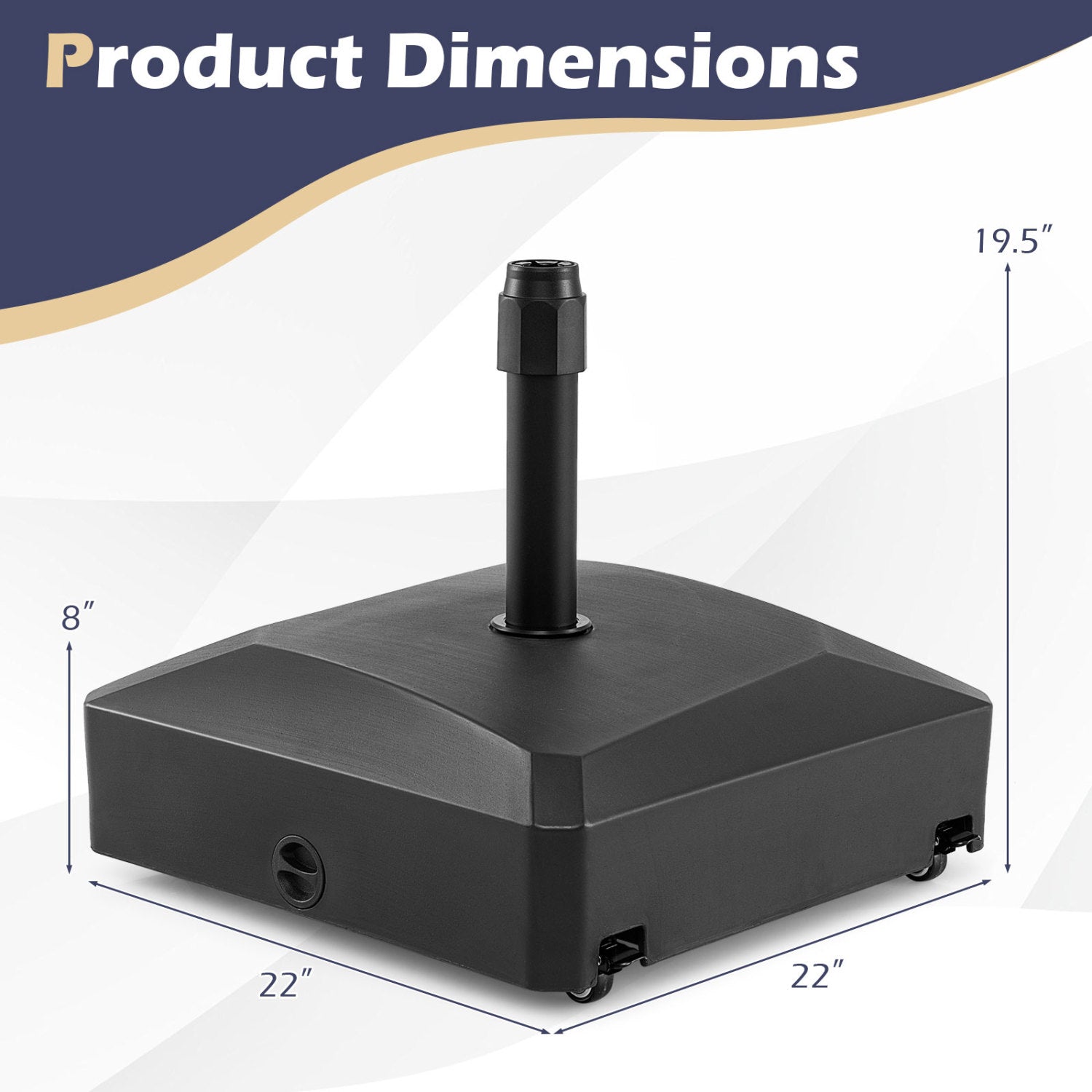 176 LBS Fillable Mobile Umbrella Base, 4 Wheels, 2 Locks, Black Outdoor Umbrella Bases at Gallery Canada